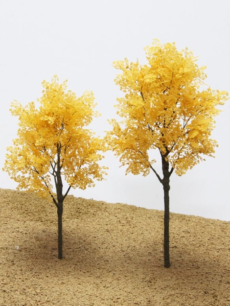 ジオラマ リアルミニチュア樹木模型 樹木シリーズ イチョウタイプ 黄 H55+H70