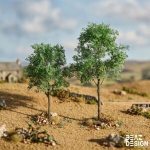 【建築模型 木】広葉樹(緑) H55mm+70mm 超リアルジオラマ樹木模型 2本｜1/150 1/100 鉄道模型